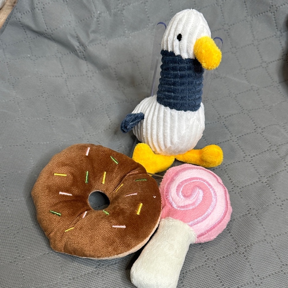 Small Dog Toys Bundle Donut Lollipop Seagull 3 piece bundle